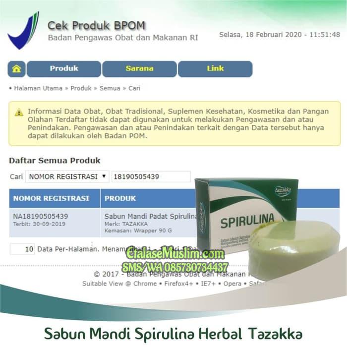 Sabun Mandi Herbal SPIRULINA Tazakka BPOM POM NA